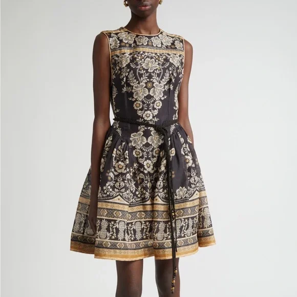 Zimmermann belted floral-print linen and silk-blend organza mini dress Size 0 - Picture 4 of 8